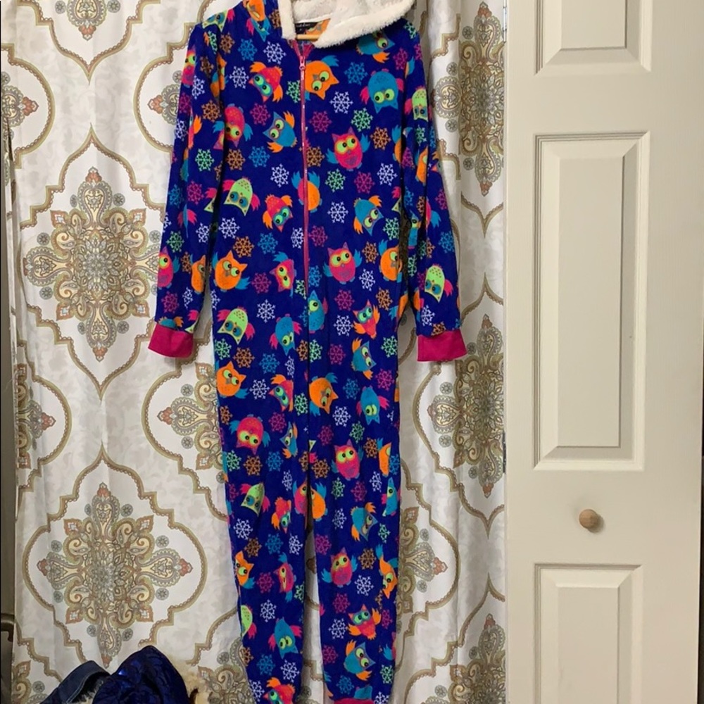 Fleece owl onsie adult pajamas